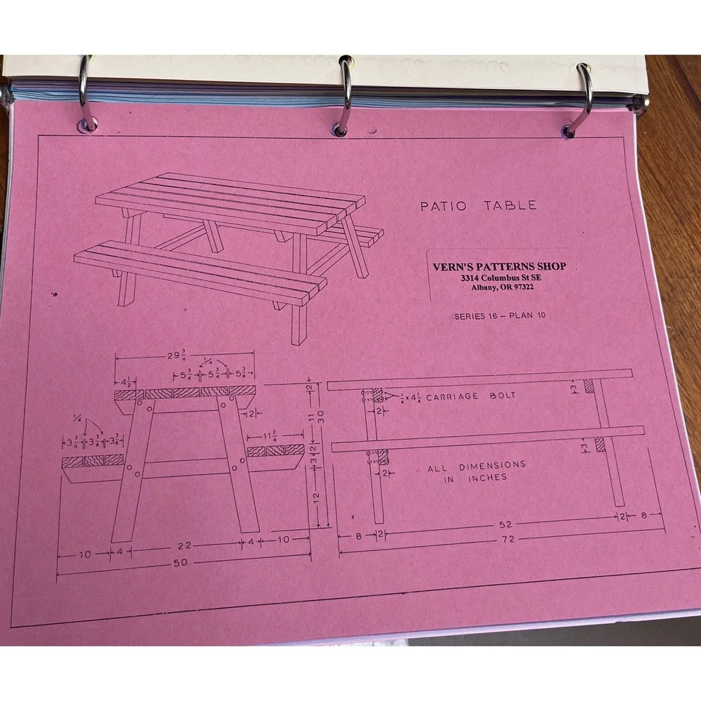 Huge Lot: 200 Vintage Woodworking Project Plans & Measured Drawings Binder
